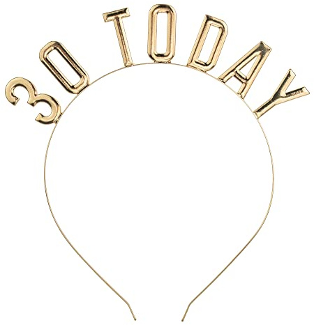 Libetui Serre-tête doré 30e anniversaire femmes hommes bandeau métal couronne 30 today 30th birthday headband idée cadeau pour fête d'anniversaire 30 ans