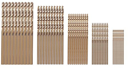 Ksrnsne 50PZ Drillforce Tools M35 Set di Punte per Trapano al Cobalto, Set di Punte Hss-Co 1-3Mm, per Forare su Acciaio Temprato, Ghisa e Acciaio Inossidabile