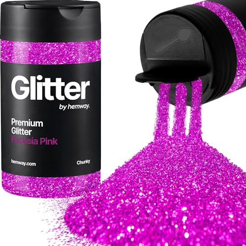 Hemway Rosa Fucsia Porporina Chunky 130g/4.6oz Polvere Metallica Resina Artigianale Glitter Flake Paillettes per Bicchieri Epossidici, Capelli Viso Corpo Occhi Nail Art Festival