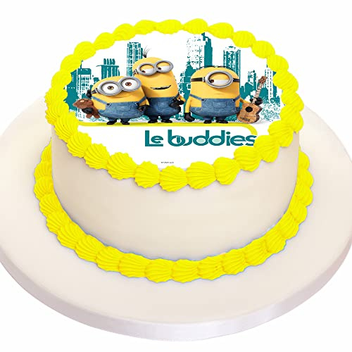 Kardasis Minions Tortenaufleger Essbar 20cm Tortendeko Kuchen Deko | Essbarer Minions Tortenaufleger 20cm rund Tortendeko für Kuchen, Torten und Geburtstagstorte aus Zuckerpapier
