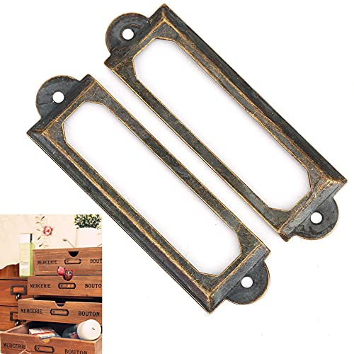 Etikettenhalter aus Metall, 20 Stück, für Selbstklebende Möbel, 20 Stück, Schubladenetikett, Marke, Studenten, DIY, Retro, Kleine Möbel, Schubladenschilder, Regalnotiz-Zubehör, (Bronze)