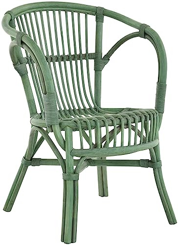 Klassischer Flecht-Sessel im skandinavischem Stil/Korb-Stuhl aus Natur-Rattan (Grün)