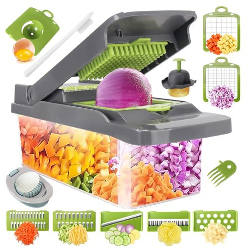 Vegetable Chopper Vegetable Cutter Mandoline Vegetable Slicer - Veggie Onion Potato Salad Food Chopper Manual-Veg Chopper and Dicer/Julienne- Kitchen Tools & Gadgets, Includes a Free Egg Cutter.