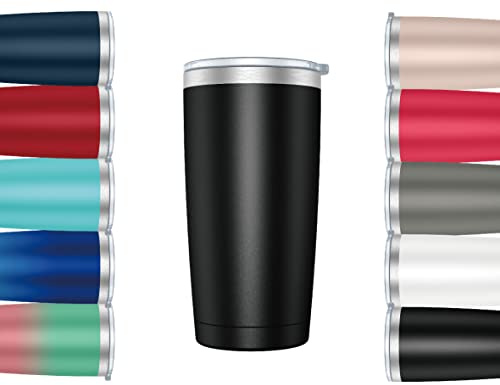 Mi Ko Mi Ka Taza Termo Café y Te para Llevar en Mano o en Coche - Taza Térmica de Acero Inoxidable con Tapa (600ml, Negro)