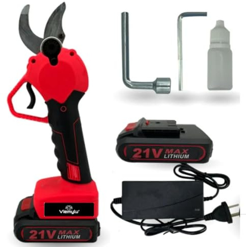 Forbici Potatura Elettriche, Con 2 Pezzi Ricaricabili 21V 2.0Ah Alimentati a Batteria al litio, Diametro di taglio da 32 mm,Motori brushless