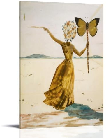 CaMbos Salvador Dali Berühmte Malerarbeiten (Dali-Schmetterlingsfrau) Druck Poster Wohnkultur Wandkunst Hängender Bild Druck Schlafzimmer Dekorative Gemälde Zimmer Ästhetisch 40 x 60 cm