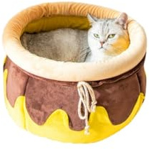 SSDHUA Cat Nest Honey Pot Magic Shape Cat Sofa Bed Cute and Comfortable Pet Cat Nest Warm Large Space Soft Pet Bed Suitable for Small Cats and Dogs (Honey jar)