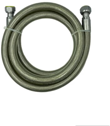 Tubo Gas Flessibile 4 Metri 1/2 FF in Acciaio Inox | Certificato EN 14800 | Per Cucina a Gas, Piano Cottura, Fornelli GPL o Metano | Con Guarnizioni in Gomma | Colore Giallo