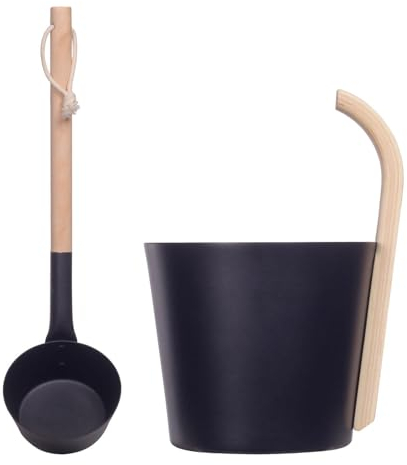 Set di secchi per sauna, 7 l, set completo per sauna, con spatola, secchio per sauna in alluminio, con manico lungo, set di cucchiai, secchio in alluminio resistente al calore, accessorio per sauna