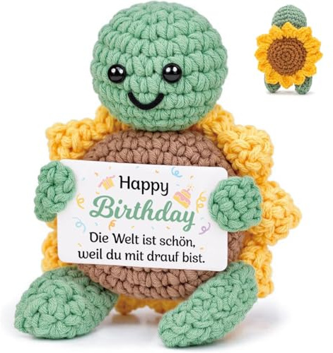 Geburtstagsgeschenk für Frauen Männer, Positive Geschenke Pocket Hug Schildkröte Glücksbringer, Mutmacher Geschenk Gestrickte Schildkröte, Geburtstagsgeschenk für Freundin Familie Kollegen Freunde