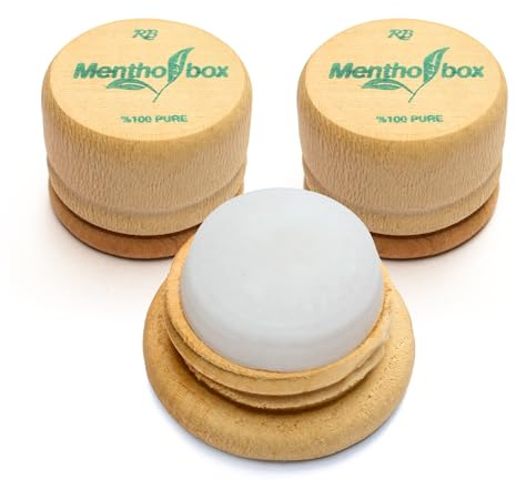 Mentholbox Menthol Stone, Menthol Box, Migraine, Refreshing and Cooling Menthol Macaron, for Brushing Forehead and Neck, Menthol Spa Massage, Pure Crystal Menthol (2 x 6 g)