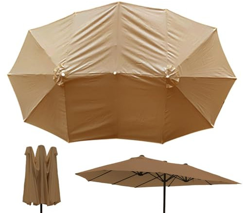 Auvent de rechange pour parasol de terrasse - Housse en tissu imperméable à 12 nervures pour parasols de plage - Accessoires pour parasols de terrasse d'extérieur - Plage - Pergolas