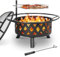 Brasero con Parrilla Giratoria, Grande Brasero Exterior Jardin, Ø76 cm Brasero BBQ con Protector Antichispas y Atizador, Multifuncional Brasero Barbacoa, Cuenco de Fuego, 2-in-1 Estufa Jardín