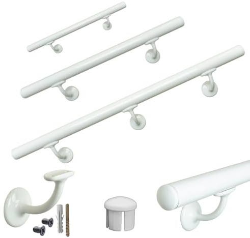 Parpyon® Corrimano per scale interne Tubo passamano metallo Prodotto 100% Italiano Fissaggio a parete Kit montaggio FACILE fai da te scala e balaustra