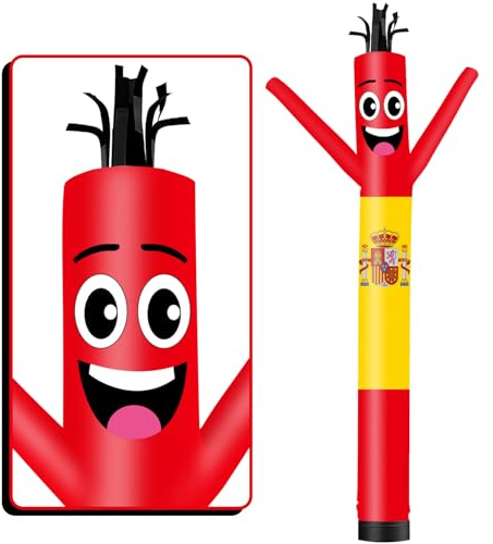 FSFLAG Tube gonflable de 1,8 m de haut pour danseuse aérienne farfelue avec drapeau espagnol (Ø 22,9 cm) pour décoration extérieure, publicité, événements commerciaux (souffleur non inclus)