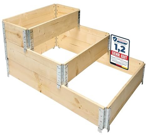 Garronda naturbelassene Hochbeete für Garten Palettenrahmen Hochbeet Holz für Pflanzen Blumen Kräuter Obst und Gemüse Natural 3-TLG. Set 3 Lieferumfang: 120x80x20 cm, 80x80x20 cm, 80x40x20 cm GD-0140