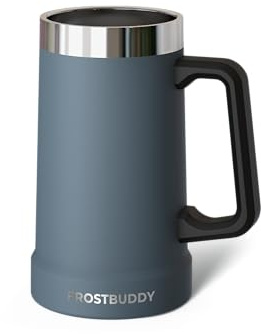 Frost Buddy Stein Buddy – 24oz Insulated Stainless Steel Beer Stein Mug with Handle – Keeps Beer Cold for Hours – Ideal for Tailgating, Parties, BBQs, and Gifts (Charcoal)