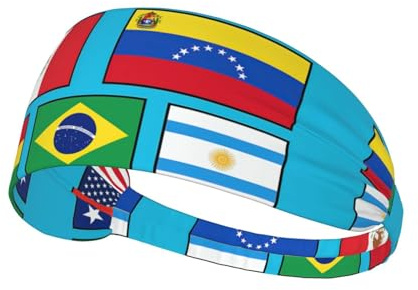 Flags Of Various Countries Printing Double-Sided,Unisex Elastic Sports Headband,Ideal As A Gift For Sports-Loving Friends,Family