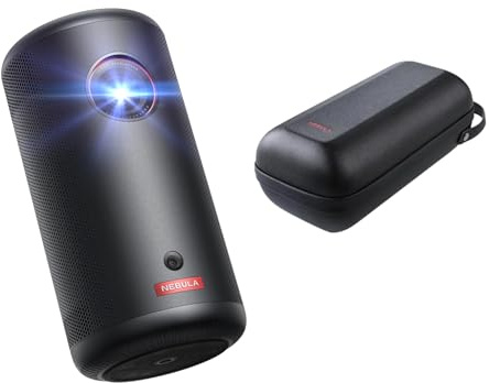NEBULA Capsule 3 1080p Mini Projector with Travel Case, Smart 200 ANSI-Lumen Portable Projector with Official Google TV, Built-In Netflix, Dolby Digital, 120-Inch Picture, Built-In Battery with 2.5 H