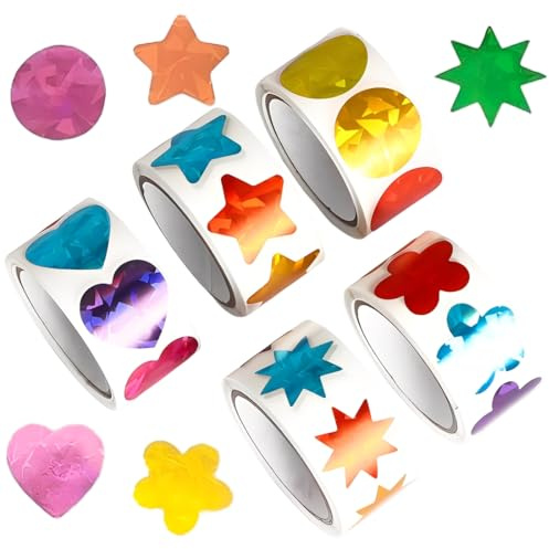 KEWUF 1000 Pezzi Stelline Adesive, Reward Stickers, Stickers Bambini, Adesivi Lucidi, Adesivi Di Chiusura, Adesivi Colorati, Adatti Per Insegnanti, Studenti, Scrapbook, Cartoline DIY (2,5 Cm)
