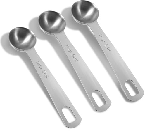 3 Pcs Measuring Spoon, 5 ML | 5 CC Stainless Steel Table Spoons Measurings Spoon, 1 TSP Scoop Metal Teaspoon Measuring Spoons for Kitchen Cooking(5 ML Silver)