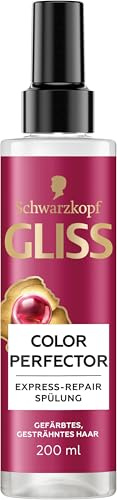 Gliss Express-Repair-Spülung Color Perfector, Spülung für die Haare, 200ml | Schwarzkopf Haarspülung für getöntes, gesträhntes oder gefärbtes Haar, Sprühspülung zum Schutz vor zukünftigen Haarschäden