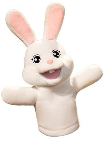 KUKUShining Hase Plüsch Handpuppe, Weiches Kaninchen Plüschtier Stofftier Hasen Fingerpuppen Spielzeug Kuscheltier Für Geschichtenerzählen(White)
