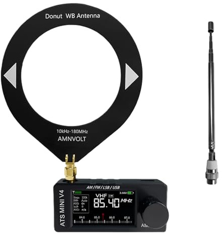 AMNVOLT V4 ATS Mini Radio DSP, récepteur Radio Full-Bande avec Si4732 et ESP32-S3, écran IPS 1,9'' avec amplificateur Casque, pour Aventures en Plein air, Voyages et Usage Quotidien