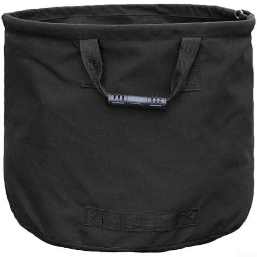 Leinen Gartenabfallsack, großer Laubsammelsack, robuster Hofabfallbehälter, wiederverwendbarer Obsterntesack, wasserdichter Außenaufbewahrungssack (Schwarz)