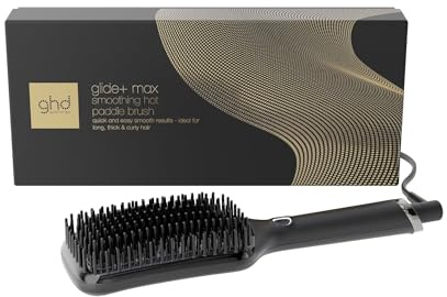 ghd Glide+ Max - Cepillo Térmico Alisador de Pelo, Acabado Liso Natural | Superficie más amplia, acabado suave, brillante y sin frizz, púas cerámicas - Para todo tipo de cabello - (Enchufe Europeo)
