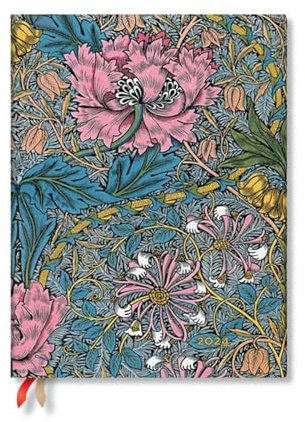 Morris Pink Honeysuckle (William Morris) Ultra Verso 12-month Dayplanner 2024