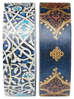 Granada Turquoise/Safavid Indigo (Mixed Pack) Washi Tape: Two Iconic Paperblanks designs per set, Metallic foil pattern, 15mm wide x 10 metres long (Paperblanks Washi Tape)