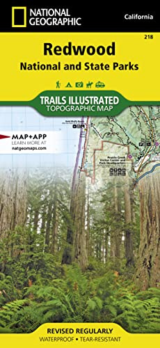 Redwood National & State Parks Map by National Geographic – Waterproof Trail Map with Hiking, Camping, and Topo Features – Jedediah Smith, Del Norte, ... (National Geographic Trails Illustrated Map)