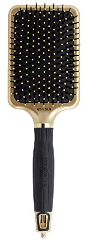 Olivia Garden Ceramic + Ion NanoThermic Styler Hair Brush - Daily Styling for All Hair Types - With Retractable Sectioning Pick, NT-PDL (Large Paddle)