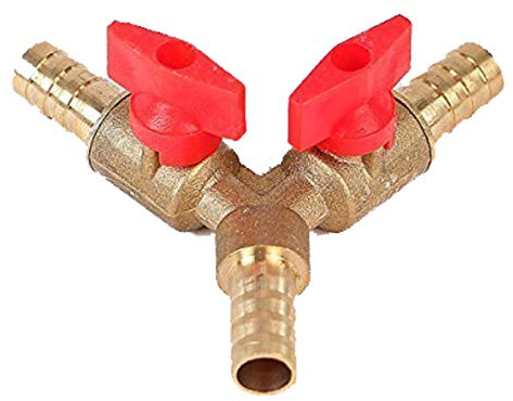 2-Wege Y-Verteiler 10mm - mit Absperrhähnen für Zapfhähne, Gartenschlauch (YV04)