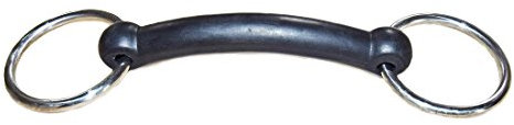 Terginum Stangengebiss Gummigebiss Gebiss Gummi Hartgummi gebogen Ringe aus Edelstahl Mundstück 115 mm lang ca. 2 cm breit Pelham Pferd