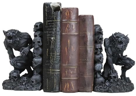 Ebros Lot de serre-livres gothiques Notre-Dame Chevaliers Notre-Dame qui grognent loup-garou 15,9 cm de haut en tant que loup des bois ou loups ou loups pour bibliothèque, étude, livres, étagères,