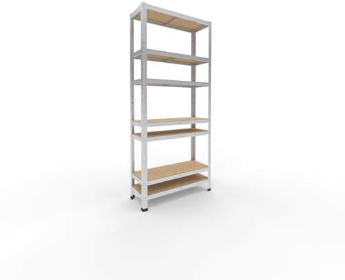 shelfplaza® 180x80x30cm HOME Scaffale metallo per carichi pesanti zincato con 7 ripiani con 125kg capacità di carico/Scaffali in metallo per garage come scaffali per ripostiglio o officina