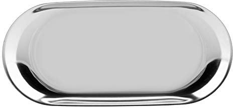 Plateau de Rangement en Acier, Supports et distributeurs Plateaux Inoxydable de Style Nordique cosmétique Bijoux Plaque de gâteau aux Fruits pour Bureau Bureaux(L- Argent)