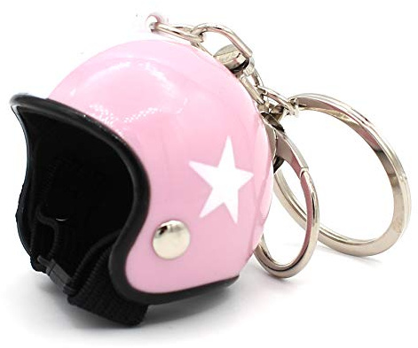 VmG-Store Casque de moto rétro porte-clés avec fermeture fonctionnelle (rose)