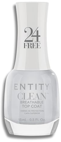 Entity Clean - Top Coat Breathable 24 Free | Esmalte de Uñas Secado Rapido y Efecto Gel | Top Coat de Larga Duración y Fortalecedor de Uñas | Esmalte Transparente, Sin Tóxicos, Natural y Vegano