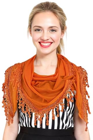 GFM® Dreieckstuch aus Jersey, mit Spitze und Quasten (TRI-PLN)
