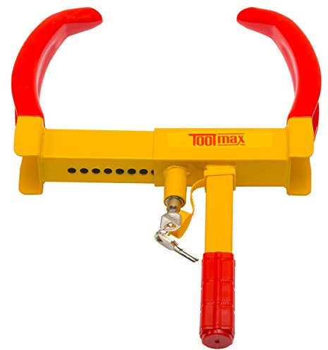 RELAX4LIFE Wegfahrsperre aus schwerem Eisen, Radkralle Anti-Diebstahl, Reifenkralle mit 3 Schlüsseln, Parkkralle Diebstahlsicherung, Reifenklaue verstellbar für LKW, PKW, Motorrad und Anhänger