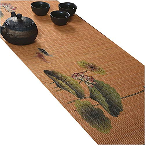 Runner per tavoli Runner Da Tavolo Con Stampa In Seta Di Bambù Naturale, Tovaglietta Zen Giapponese Per Tovagliette Da Ristorante Per La Casa, Tovagliette Lavabili, Colore Legno Natural(Size:30×175cm)