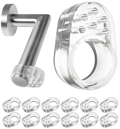 Butées de poignées de porte, 12 Pièces, Prévient l’endommagement des murs, Transparent, Anneaux de Ø 18 mm, Fabriquées en silicone flexible, Protection Pads pour murs contre les poignées de fenêtres