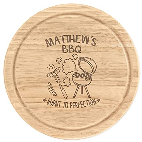 Personalizado Madera para Picar Tabla de Quesos Redondo 25cma Medida Nombre Barbacoa Quemado A Perfection