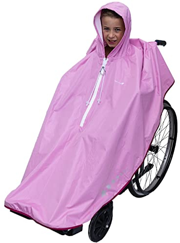 GOTITA Poncho imperméable pour fauteuil roulant enfant - imperméable pour enfant - Couche de pluie pour fauteuil roulant - Poncho design italien (Rose)