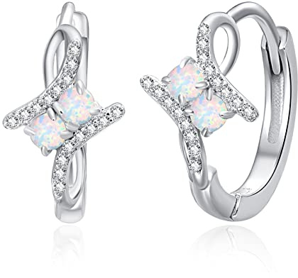 TANGPOET örhängen silver 925 kreoler för kvinnor opal örhängen flickor sleeper creoler cirkel smycken fjäril örhängen gåvor, Sterlingsilver
