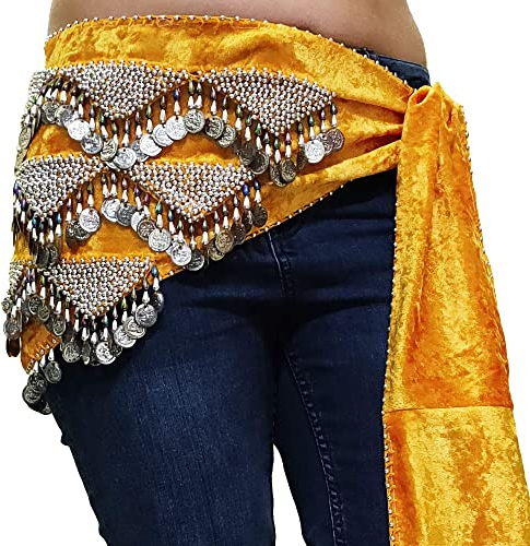 Bauchtanz Taschentuch Hüftgürtel Ägyptische für Tanzen in den Proben des orientalischen Tanzes (Silber Orange)