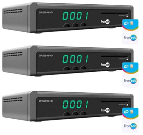 Optex Pack 3X ORS9939HD Récepteur TV Satellite HD enregistreur USB + Carte Fransat (Satellite Eutelsat)